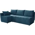 Produktbild: MIRJAN24 Ecksofa Nestor Cord, L-From Polsterecke mit Schlaffunktion und Bettkasten, Wohnzimmer (Farbe: Poso 05, Seite: Links) - Blau