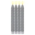 Produktbild: LED Kerzen Mit Timerfunktion - Grau, Flackernde Flamme, Gedreht - 4er Set Deko Stabkerzen