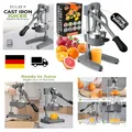 Produktbild: Manuelle Saftpresse Edelstahl Gusseisen 12,7 cm Orangenpresse