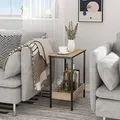 Produktbild: Woltu - Beistelltisch, Couchtisch mit 2 Ablagen, Konsolentisch mit Stauraum im Wohnzimmer, Wohnzimmertisch aus Metall Holzwerkstoff, Kleiner