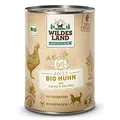 Produktbild: Wildes Land - Nassfutter für Hunde - Bio Huhn - 6 x 400 g -Getreidefrei - Extra hoher Fleischanteil von 60% - 100% zertifizierte Bio-Zutaten - Beste Akzeptanz und Verträglichkeit