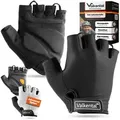 Produktbild: Valkental Fahrradhandschuhe Fingerlose Radhandschuhe für Herren & Damen Gepolstert rutschfest, weich & atmungsaktiv schwarz L