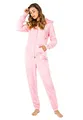 Produktbild: Eight 2 Nine Damen Teddyfleece Jumpsuit mit Kapuze und Öhrchen, Flauschiger Overall mit Daumenlöchern, kuschelig bequemer One-Piece für entspannte Stunden, schwarz, grau, rosa XS-XL Rose XS/S