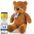 Produktbild: Feluna Riesen Teddybär XXL Kuschelbär 120 cm groß Plüschbär - Original Teddy Bär mit Schleife Braun