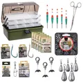 Produktbild: Zite Fishing Angelkoffer-Set mit viel Zubehör | Angelhaken, Posen, Bleie, Wirbel uvm. | Grundausstattung für Angler | Angelkiste 3-Ladig Befüllt, Angelzubehör Set, Angelbox, Angler Zubehör Angelsachen