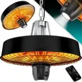 Produktbild: KESSER® Deckenheizstrahler Heizpilz Infrarot-Heizstrahler 2500W Terrassenstrahler mit Fernbedienung Quarzstrahler | LED Licht | Decke | Infrarotst... - Schwarz