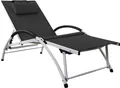 Produktbild: ALEOS. Gartenliege Sonnenliege Fitnessliege Bauchmuskeltrainer stabile Aluminium Konstruktion mit atmungsaktiven Kunststoffgewebe und Kopfpolster FIT-SCHWARZ
