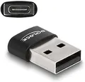 Produktbild: Delock USB 2.0 Adapter Typ-A auf Typ-C schwarz, bis zu 480 Mbps, 3 A, 5 V, 20 x 15 x 7 mm
