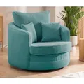 Produktbild: Ted - Drehsessel Love Seat xxl 360 Grad drehbar aus Türkis Cord-Stoff