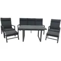 Produktbild: greemotion Gartenmöbel Set 6-teilig Canberra Garten-Essgruppe grau Aluminium wetterfest - Schwarz/Grau