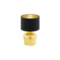 Produktbild: EGLO Tischlampe Manalba, Tischleuchte, Nachttischlampe aus Metall und Stoff, Wohnzimmerlampe in Gold, Schwarz, Lampe mit Schalter, E27 Fassung