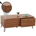 Produktbild: Couchtisch MCW-M49, Wohnzimmertisch Tisch, 3D-Design 2 Schubladen MDF Metall 46x110x55cm ~ Walnuss-Optik
