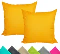 Produktbild: JACK 2er Set 40x40cm Outdoor Kissenhülle Kissenbezug Wasserfest Sitzkissen Lounge Kissen Garten Stuhl Lotus Effekt, Farbe:Gelb