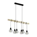 Produktbild: EGLO Pendellampe Townshend 5, 6 flammige Vintage Pendelleuchte im Industrial Design, Retro Hängelampe aus Stahl und Holz, Farbe: Schwarz, braun, Fassung: E27