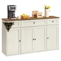 Produktbild: Sideboard, Toolless-Technologie, superschnelle werkzeuglose Montage, Küchenschrank mit Arbeitsplatte, weiß-braun