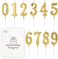Produktbild: Ziffern-Geburtstagskerzen 0-9 Glitzernd Champagnergold 10 Stück Kuchendekoration