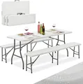 Produktbild: Juskys Bierzeltgarnitur Bayreuth 3-teilig & klappbar – 180 x 70 x 74 cm –2 Bierbänke & 1 Biertisch – Gartenmöbel-Set Festzeltgarnitur Sitzgarnitur