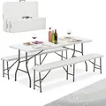 Produktbild: Bierzeltgarnitur Bayreuth 3-teilig & Klappbar – 180 X 70 X 74 Cm –2 Bierbänke & 1 Biertisch – Gartenmöbel-set Festzeltgarnitur Sitzgarnitur - Juskys