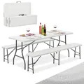Produktbild: Juskys Bierzeltgarnitur Bayreuth 3-teilig & klappbar - 180 x 70 x 74 cm - 2 Bierbänke & Biertisch - Gartenmöbel Set Festzeltgarnitur Sitzgarnitur Camping