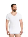 Produktbild: FINN Seamless Kompressions-Shirt Herren mit Bauchweg Effekt - Figurformendes Kurzarm Shapewear Unterhemd ohne Nähte - Starker Body Shaper für einen flacheren Bauch Unsichtbare Weiß Weiss M