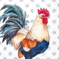 Produktbild: Ideal Home Range - Papierservietten Motiv: ALBERT ROOSTER - Hahn 20 Stück 3-lagig weiß oder hellweiß 33 cm x 33 cm
