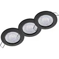 Produktbild: Oktaplex 3er Set Deckeneinbaustrahler Sedan Stufenlos Dimmbar Warmweiß 2700K 370lm 4,9W Schwarz Spot