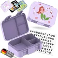 Produktbild: BEARFOOT Bento Box COMPACT | BPA-freie Kinder Brotdose für Schule & Kindergarten | Auslaufsichere Lunchbox für Mädchen & Jungen | Praktisch, leicht & kompakt (Meerjungfrau-lila, 650ml)