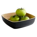 Produktbild: APS „Frida“, nahezu unzerbrechliche Melamin Schale, stabile Kunststoff Schüssel, 16,5 x 16,5 x 5,5 cm, Müslischale, Salatschüssel, stapelbar, innen Holzoptik, schwarz, spülmaschinengeeignet