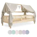 Produktbild: Ehrenkind® Kinderzimmer-Deko-Set: Betthimmel & Wimpelkette für magische Momente | Oeko-TEX Zertifiziert | Kinderzimmer Deko | Betthimmel Kinderzimmer, 90x200 Beige