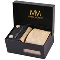 Produktbild: Massi Morino Krawatte (1-St) mit Einstecktuch, Manschettenknöpfen und Krawattenklammer beige