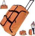 Produktbild: Trolley Reisetasche XXL Koffer Rolltasche 85 Liter Reiserolltasche Tasche mit Schultergurt groß Spear 910 Orange + Koffergurt