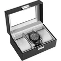 Produktbild: Elegante Uhrenbox mit Glasdeckel - 3 Fächer für Herren, Schwarz, Procase
