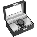 Produktbild: Uhrenbox Herren 3 Fächern Glasdeckel Schmuckaufbewahrung Kunstleder Watch Box