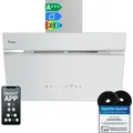 Produktbild: KKT KOLBE A+++ Dunstabzugshaube 80 cm 782 cbm/h Umluft Abluft Kopffrei Wandhaube | Weiß Silber Glas | Nachlaufautomatik | Smart WiFi App WLAN | Se...