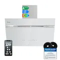 Produktbild: KKT KOLBE A+++ Dunstabzugshaube 80 cm 782 cbm/h Umluft Abluft Kopffrei Wandhaube | Weiß Silber Glas | Nachlaufautomatik | Smart WiFi App WLAN | SensorTouch | RGBW LED-Beleuchtung | AURORA8005WED