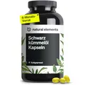 Produktbild: natural elements Schwarzkümmelöl (original Nigella sativa) – 400 Kapseln im 6-Monats-Vorrat – 1.000mg echtes Schwarzkümmelöl/Tag – kaltgepresst, naturbelassen – sorgfältig laborgeprüft