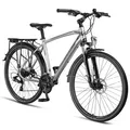 Produktbild: Licorne Bike Premium Touring Trekking Bike in 28 Zoll - Fahrrad für Jungen, Mädchen, Damen und Herren - 21 Gang-Schaltung - Mountainbike - Crossbike Stil:Herren;Farbe:Silber
