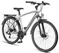 Produktbild: Licorne Bike Premium Touring Trekking Bike in 28 Zoll Aluminium Scheibenbremse Fahrrad für Jungen, Mädchen, Damen und Herren - 21 Gang-Schaltung - Mountainbike - Crossbike (Herren, Silber)