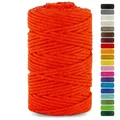 Produktbild: Netuno 1x Makramee Garn Orange 5 mm 100 m Baumwollkordel mit Baumwollkern Textilgarn Kordelband Naturgarn Naturbaumwolle Garn für Makramee Baumwollgarn Dekoschnur farbig Cotton Cord Macrame