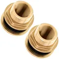Produktbild: Poppstar 2x Regentonnendurchführung, 3-teilig, Fassdurchführung 1/2 Zoll (19 mm) Innengewinde, Messing, inkl. Dichtung