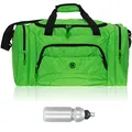 Produktbild: Sporttasche Damen Herren Color Big 55 cm 40 L Nassfach Reisetasche Sport Fitness Sauna Tasche groß 1296 + Trinkflasche (Green (Grasgrün))