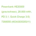 Produktbild: Powerbank HE20000 (grau/schwarz, 20.000 mAh, PD 3.1, Quick Charge 3.0) 7350050