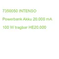 Produktbild: 7350050 INTENSO Powerbank Akku 20.000 mA 100 W tragbar HE20.000 (4034303035311)