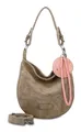 Produktbild: Fritzi Hobo Vintage Old Wood Hobo Kunstleder Damen Umhängetasche Festival City vegan abnehmbarer Anhänger Vintage-Waschung 31 x 33 x 10 cm, Braun