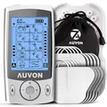 Produktbild: AUVON TENS Gerät, 2 Kanäle TENS Reizstromgerät mit 20 Trainingsprogramme und 10 Stück Premium Elektroden Pads mit patentiertem Design zur Schmerzlinderung von Rücken, Schulter, Nacken, Bein