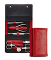 Produktbild: nippes Solingen Premium Line Maniküre Set Wild Red, 6-teilig, Edelstahl rost- und nickelfrei, Rindsleder-Etui mit Druckknöpfen, Rot/Schwarz, Nagelset, Nagelpflege Set, Made in Germany