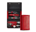 Produktbild: nippes Solingen Maniküre-Etui Maniküre Set WILD RED mit Rindleder-Etui, Instrumente aus Edelstahl, 6 tlg.