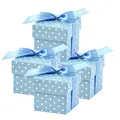 Produktbild: PartyDeco PUDP5-B-KARTON - Set 10 Boxen für Gastgeschenke Tischkarten mit Schleife, Blau