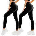 Produktbild: SINOPHANT 2er Pack Leggings Damen High Waist - Sportleggins Elastisch Yogahose Blickdicht Fitness Gym Yoga(2 Schwarz/Schwarz,L-XL)