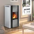Produktbild: Justus Sirkos 2.0 Pelletofen Pelletkamin 6 kW Stahl Seidenweiß Nachtabsenkung